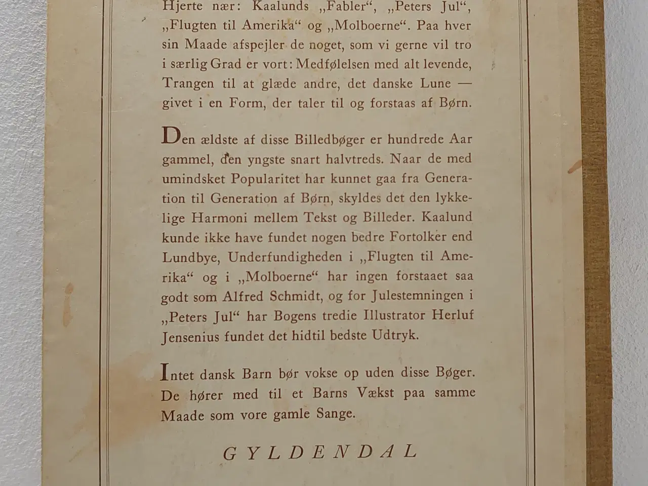 Billede 2 - H.V. Kaalund: Fabler for Børn. Gyldendal 1947.