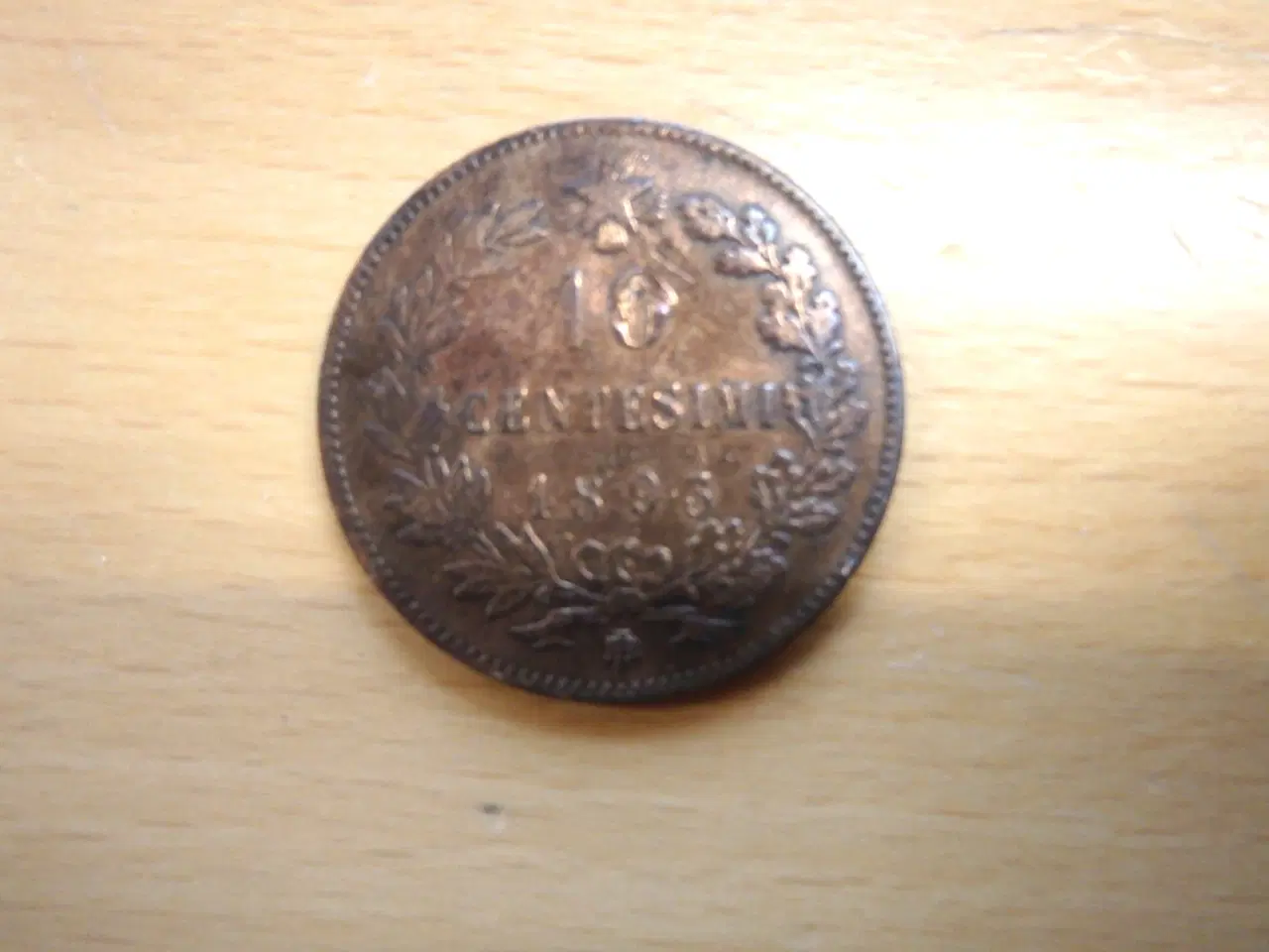 Billede 3 - 1893 Italiensk Kobbermønt 10 Centesimi 