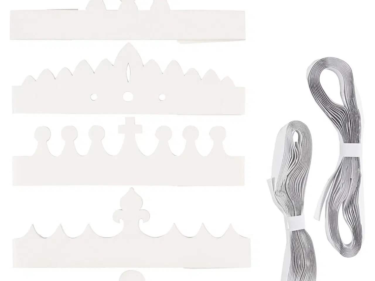 Billede 1 - 50 stk. justerbare hvide papkroner til festlige anledninger