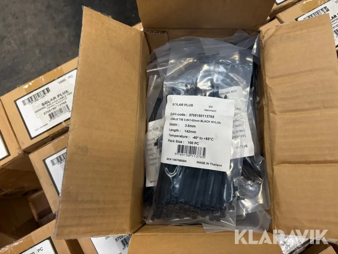 Billede 7 - Strips Solar Plus 3,6 x 142 mm sort nylon 37 kasser á 1000 styk samlet lot