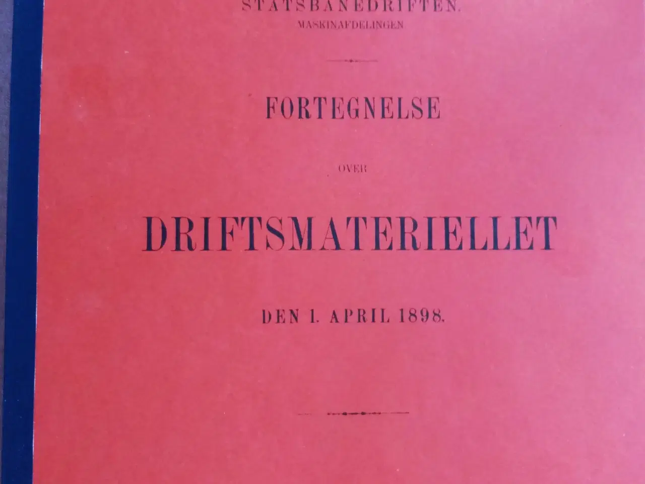 Billede 1 - DSB materielfortegnelse 1898