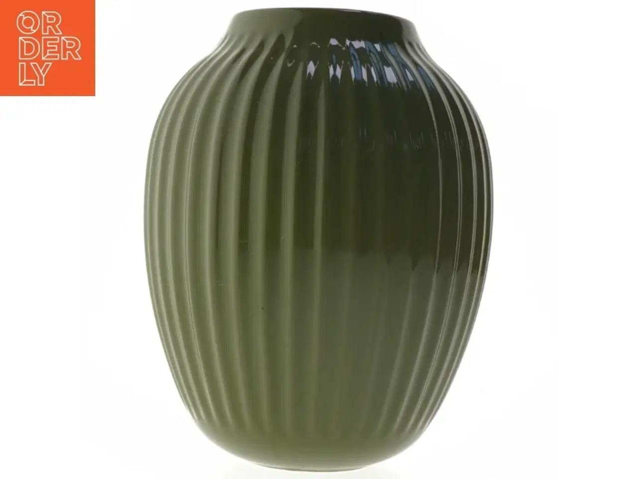 Billede 2 - Rillet grøn vase fra Kahler (str. 26x20 cm)