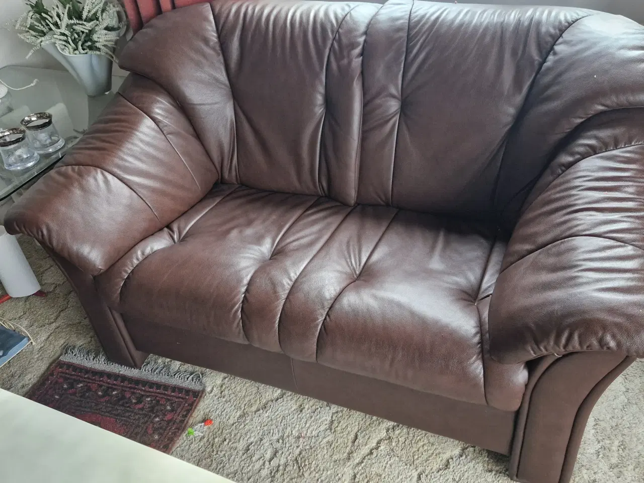 Billede 3 - Lædersofa 3+2 brun Bortgives