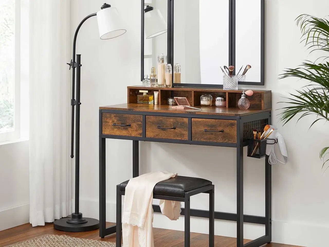 Billede 4 - Toiletbord med spejl rustik brun/sort (RVT004B01)