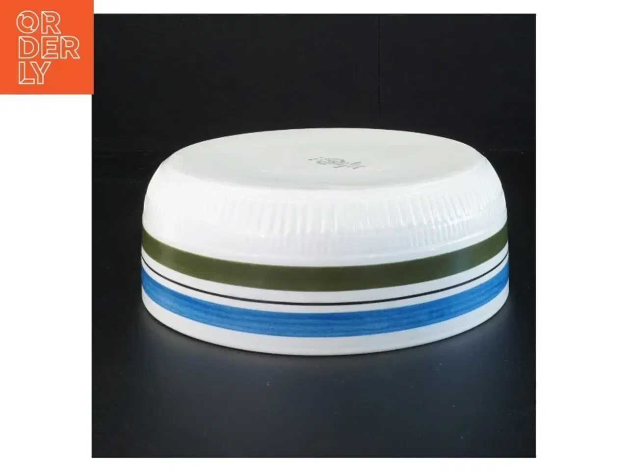Billede 2 - Porcelænsskål med blå og grønne striber fra Upsala Ekeby (str. 22 x 8 cm)