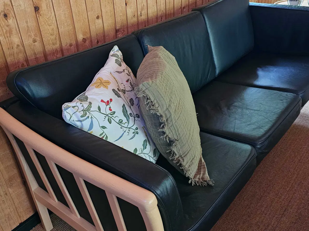 Billede 2 - Sort 3 person læder sofa