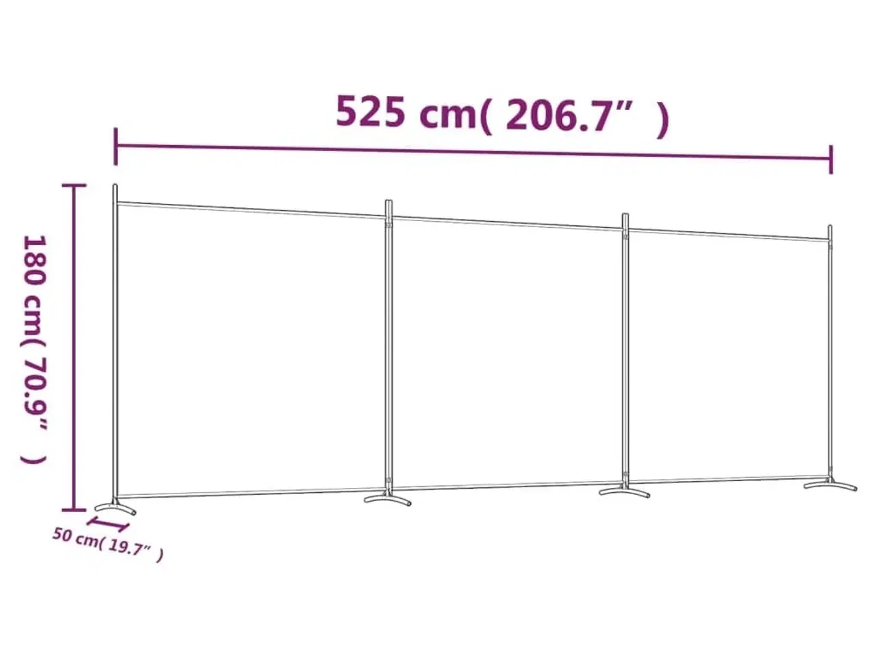 Billede 8 - 3-panels rumdeler 525x180 cm stof antracitgrå