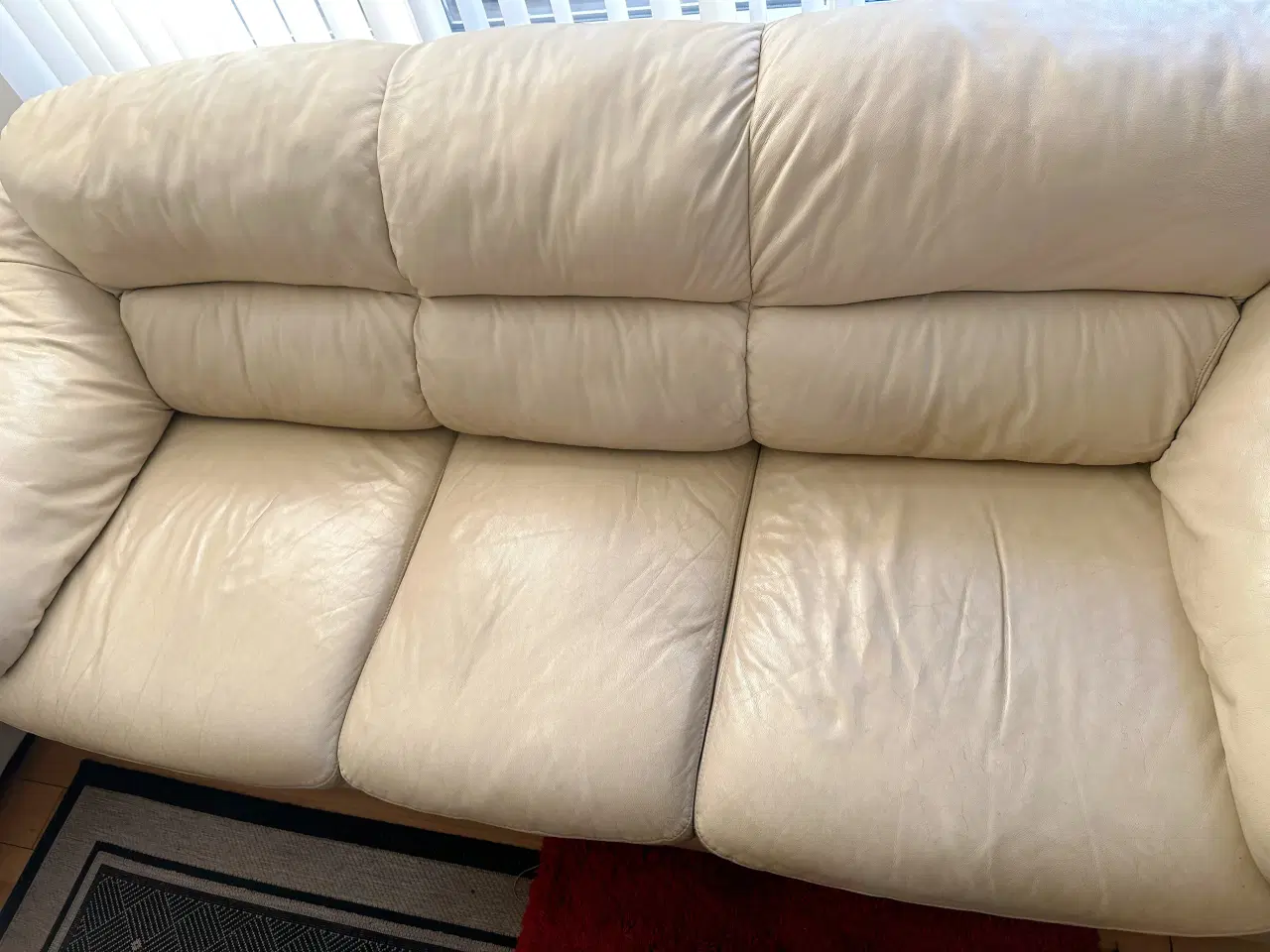 Billede 2 - Ægte læder sofagruppe 3+2 pers. – cremet beige 