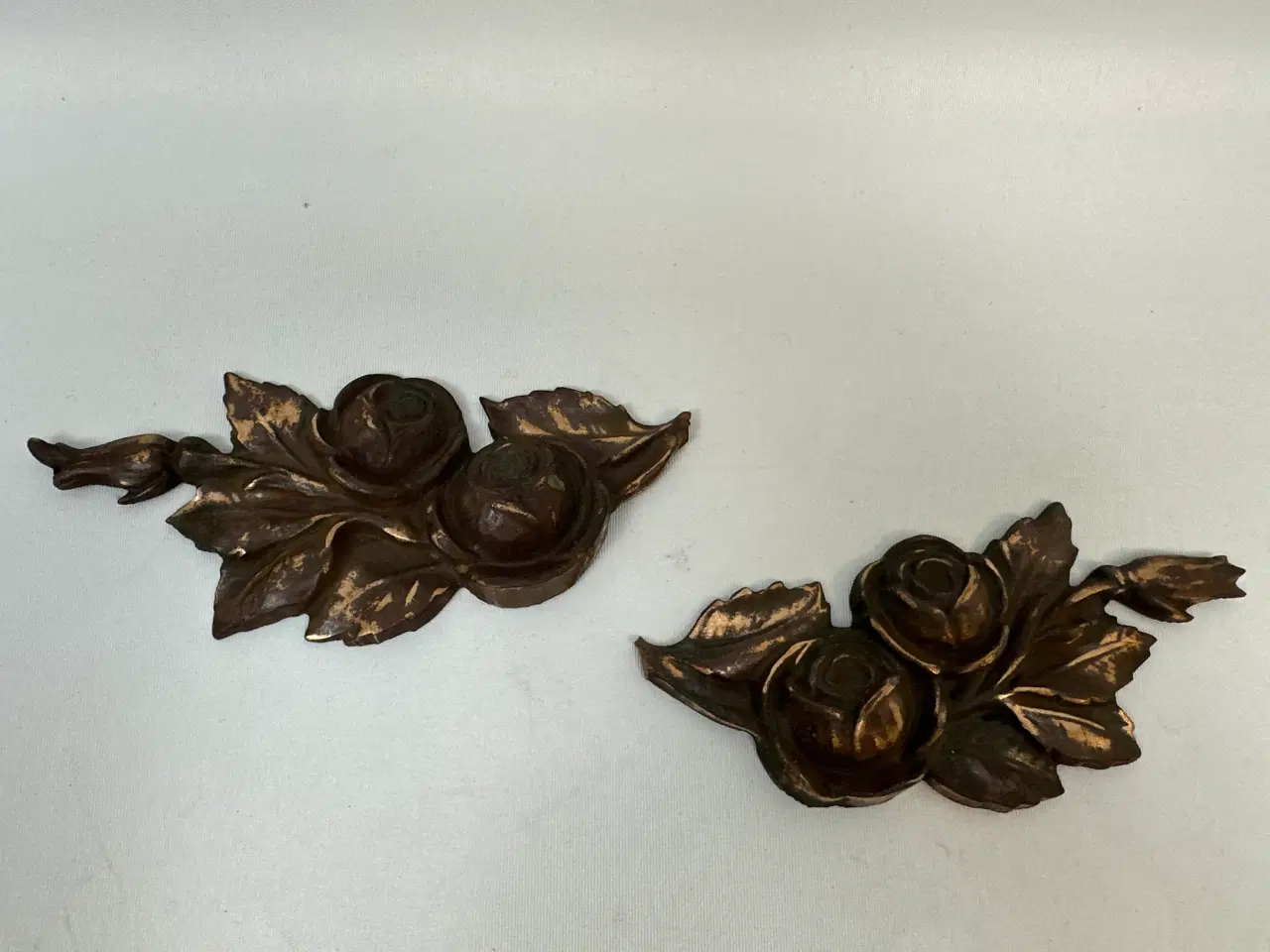 Billede 5 - 2 stk. vintage rose ornamenter I kobber