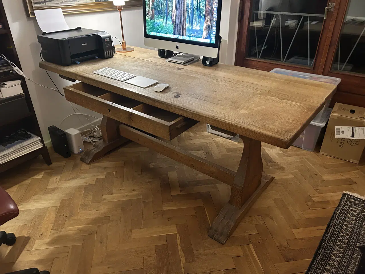 Billede 1 - Skrivebord i 50 mm massiv egetræ 