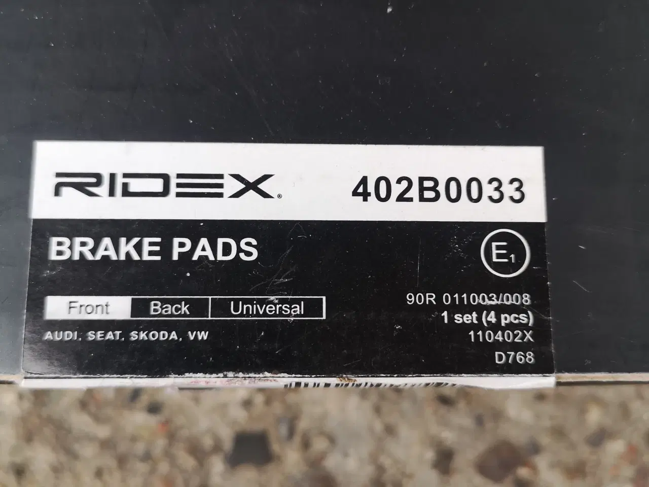 Billede 3 - BREMSER RIDEX BRAKE PADS Front Universal AUDI, SEA