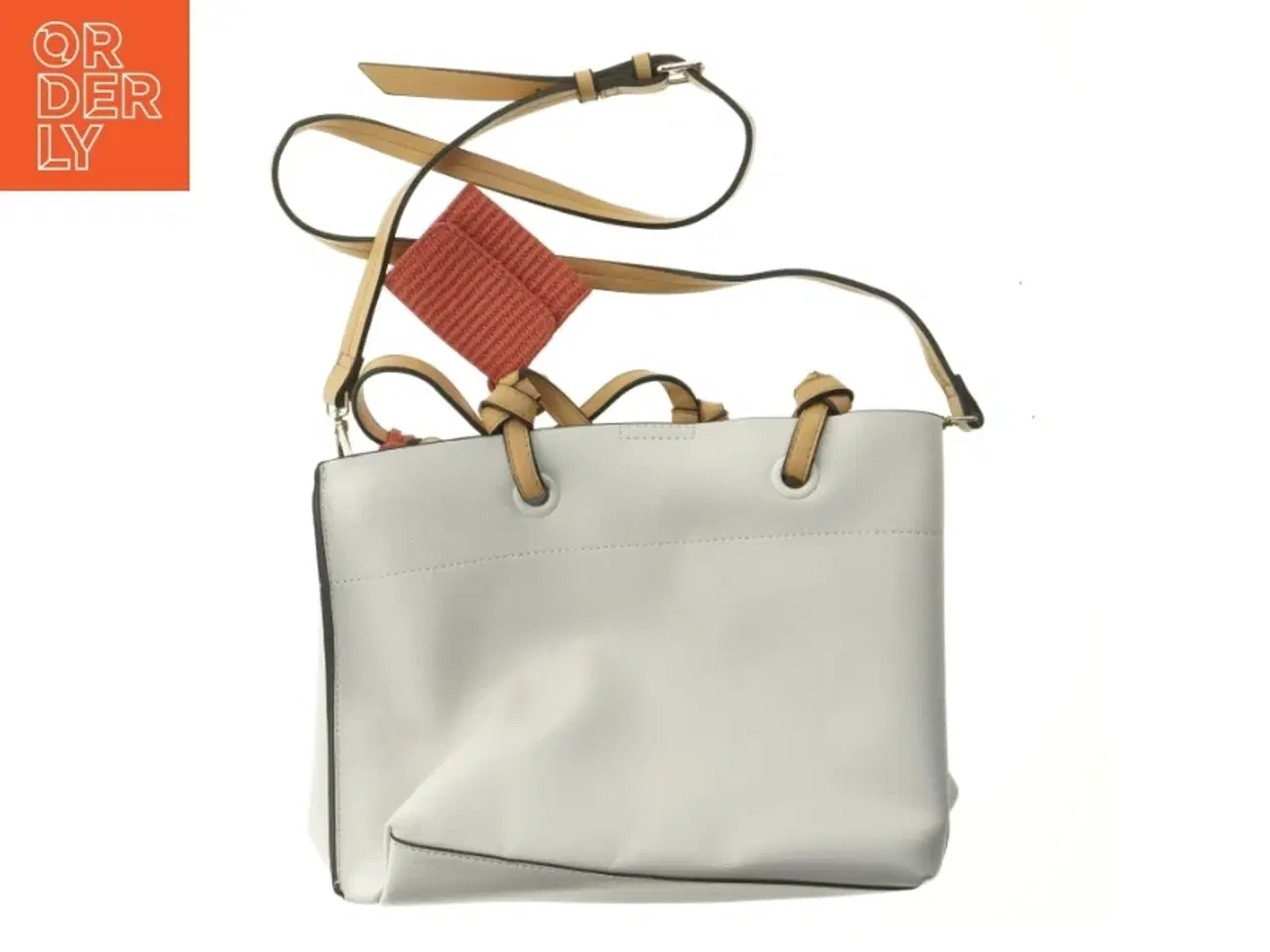 Billede 2 - Hvid håndtaske med rem (str. 32x24 cm)