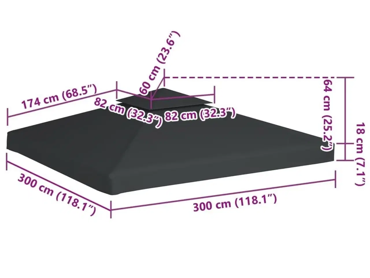 Billede 6 - Baldakin til havepavillon 3x3 m 310 g/m² mørkegrå