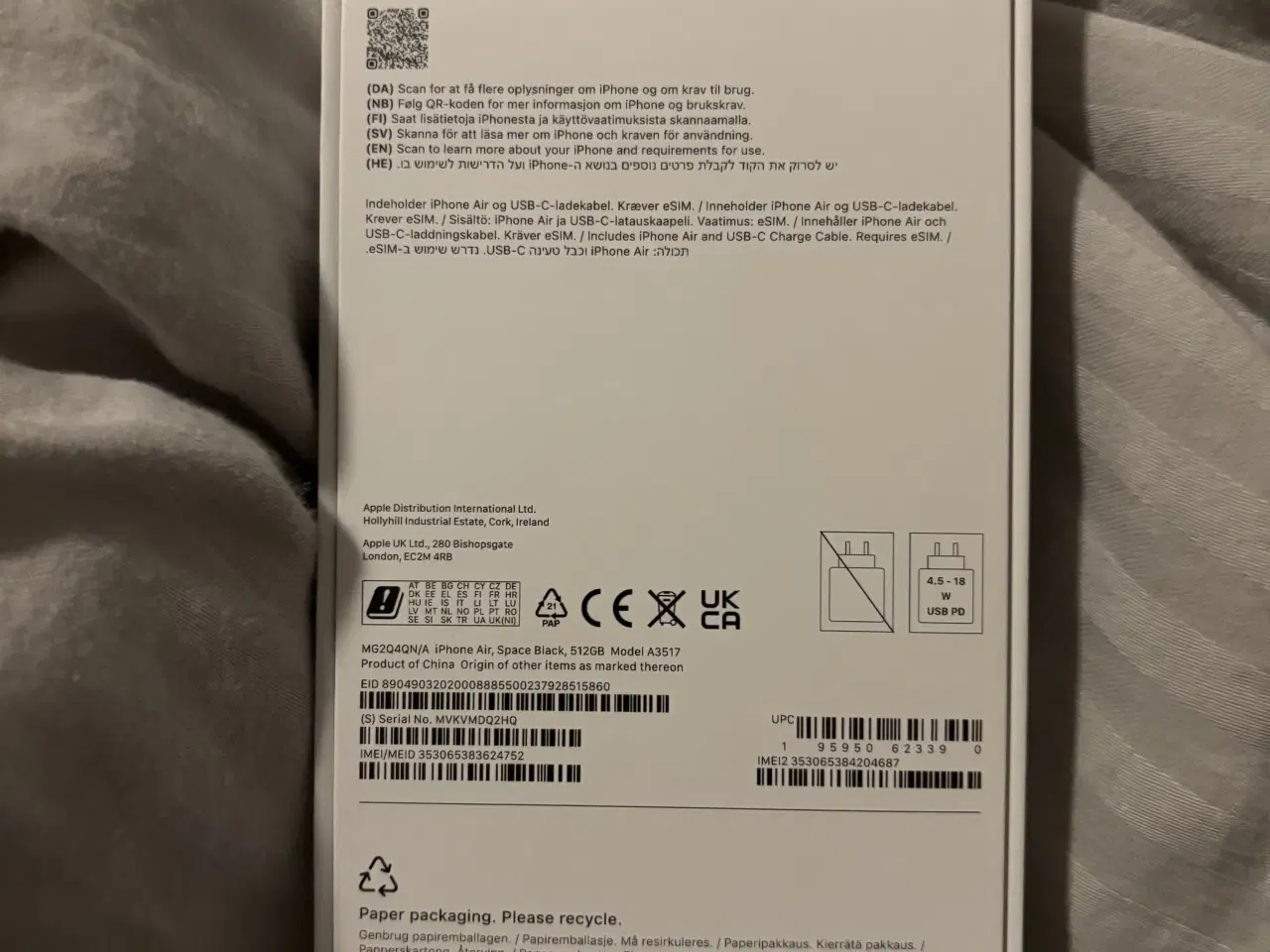 Billede 5 - SORT UÅBNET IPHONE AIR 512 GB - SKARP PRIS.