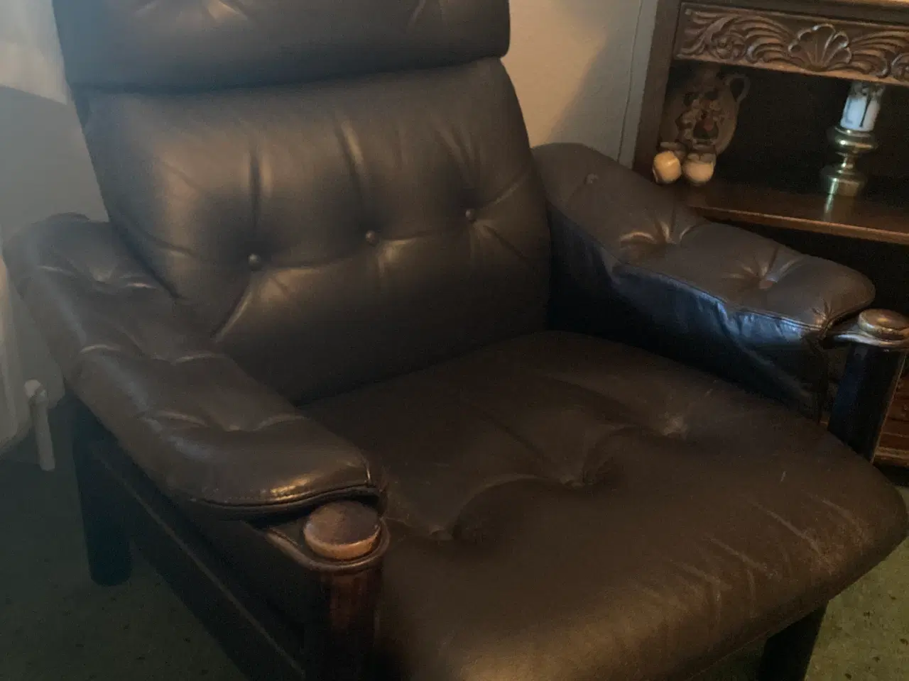 Billede 2 - Læder stol brunt læder
