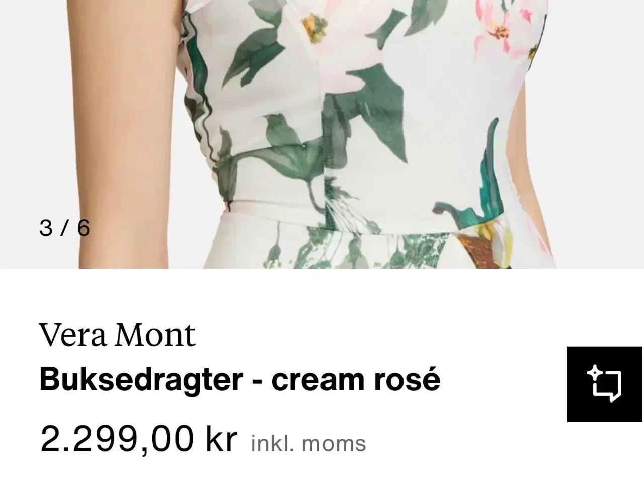 Billede 5 - Blomstret buksedragt med slæb