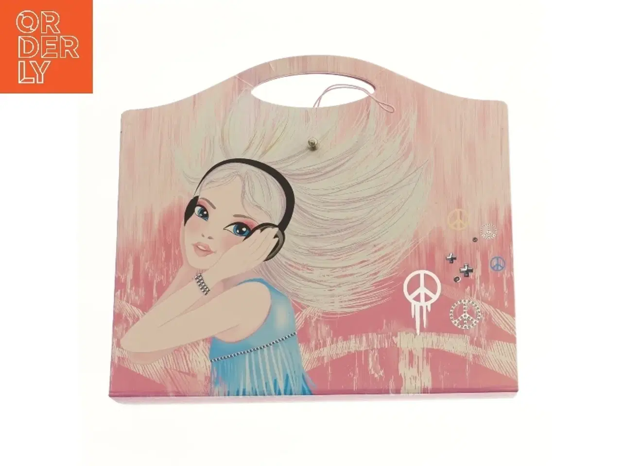 Billede 1 - Pink fanebladsholder med illustration fra Top Model (str. 33x30 cm)