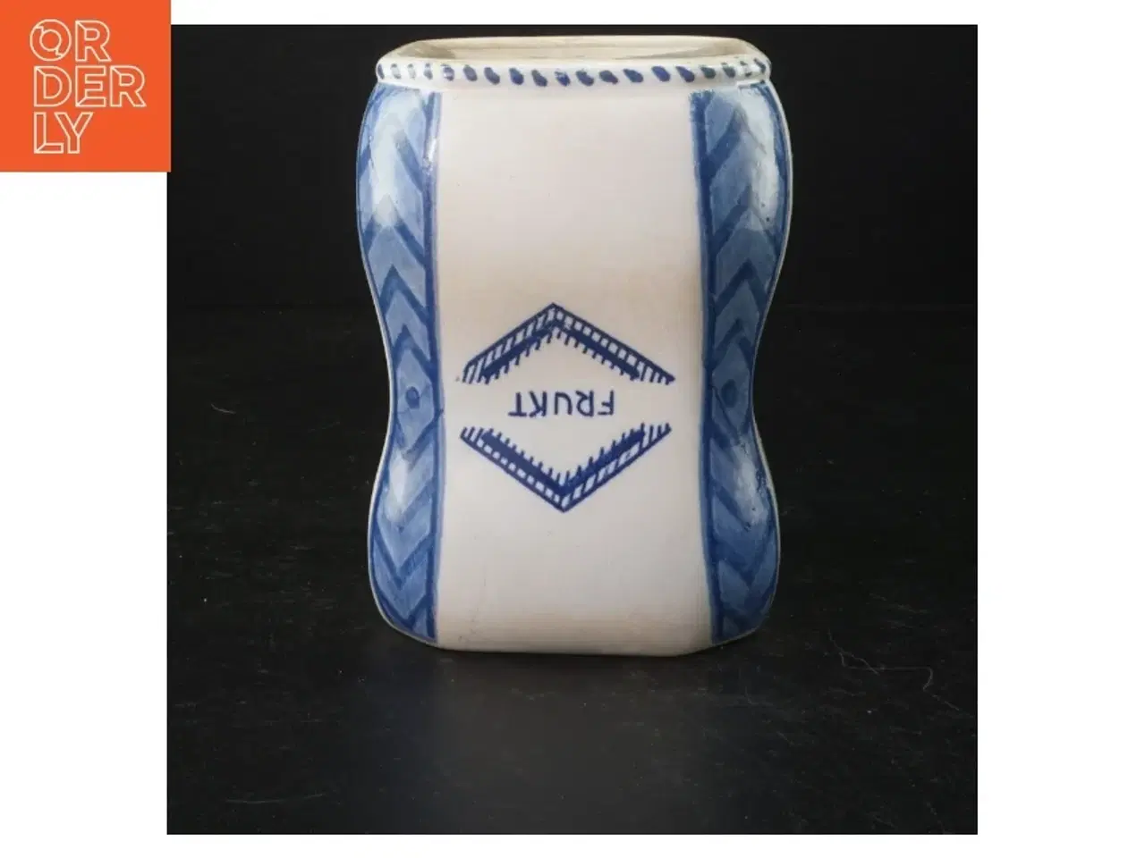Billede 2 - Blå og hvid keramik krukke (str. 16 cm ø 10 cm)