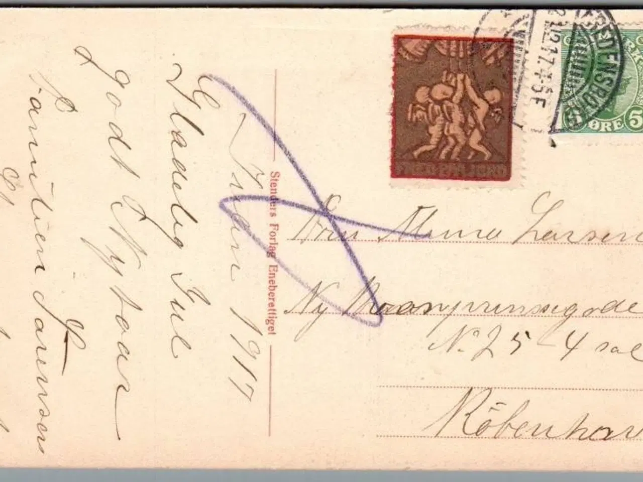 Billede 1 - Julemærke 1917 på Postkort