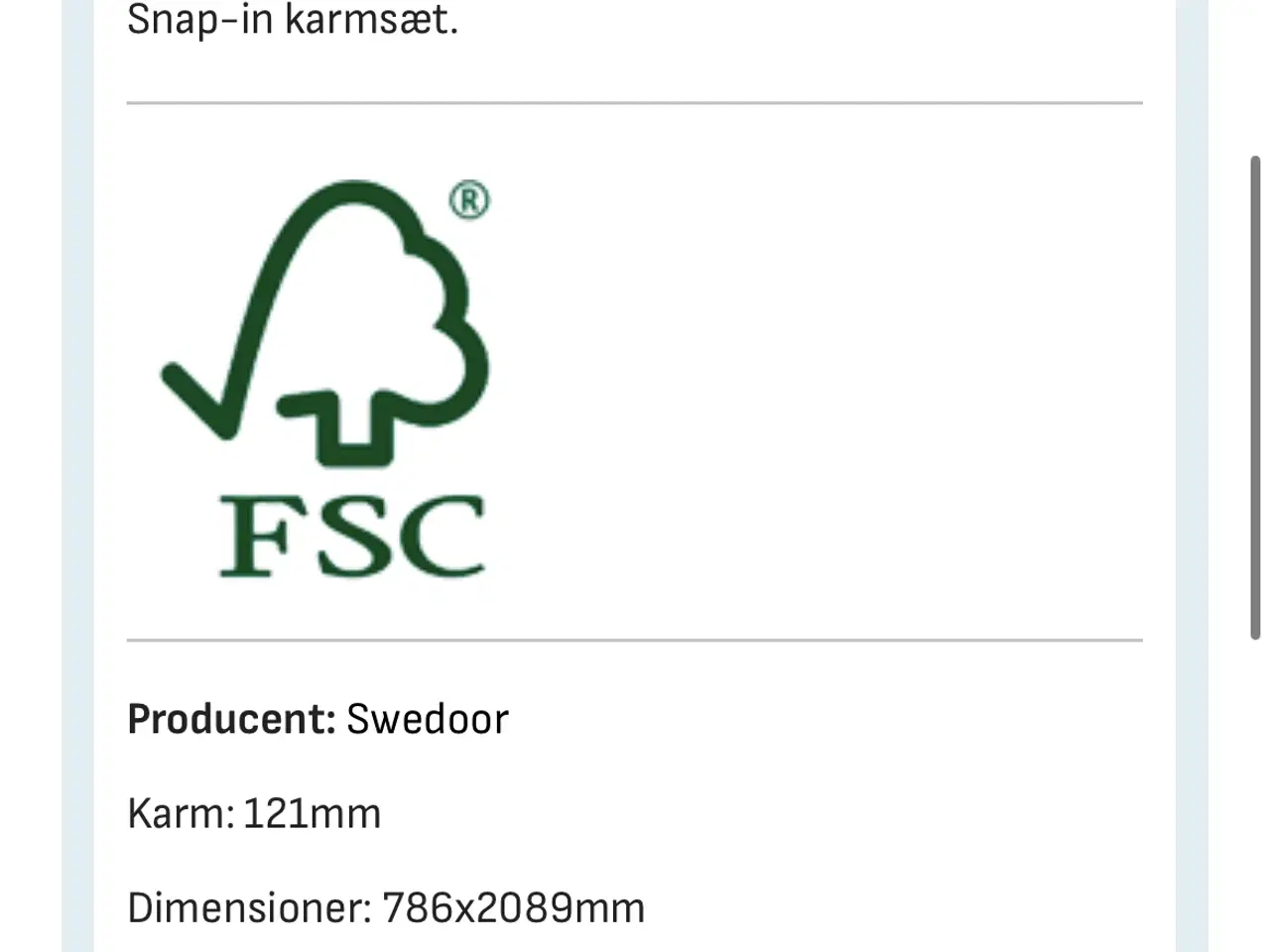 Billede 2 - Karmsæt Swedoor