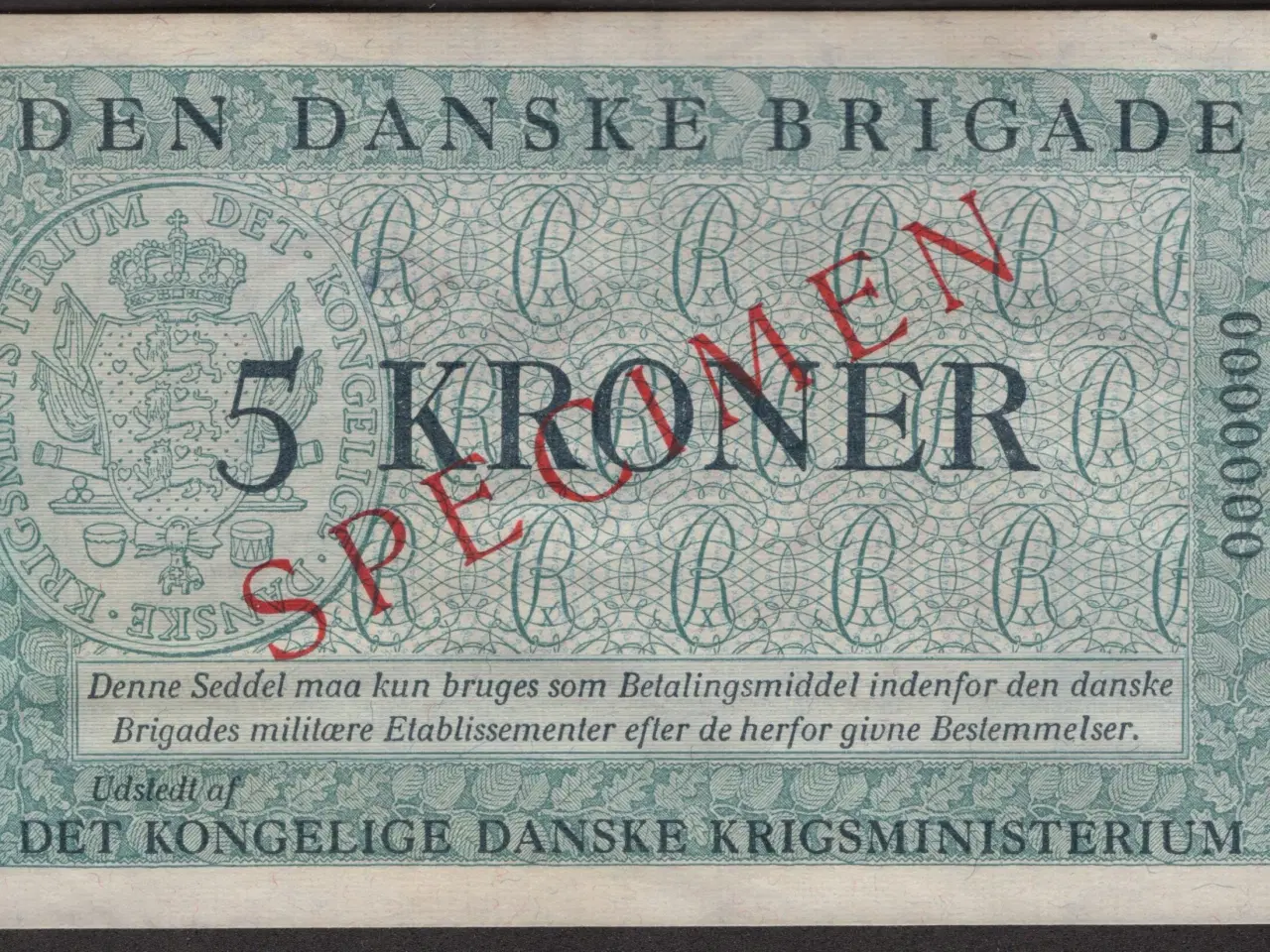 Billede 1 - 5 Kr Den Danske Brigade "Specimen"