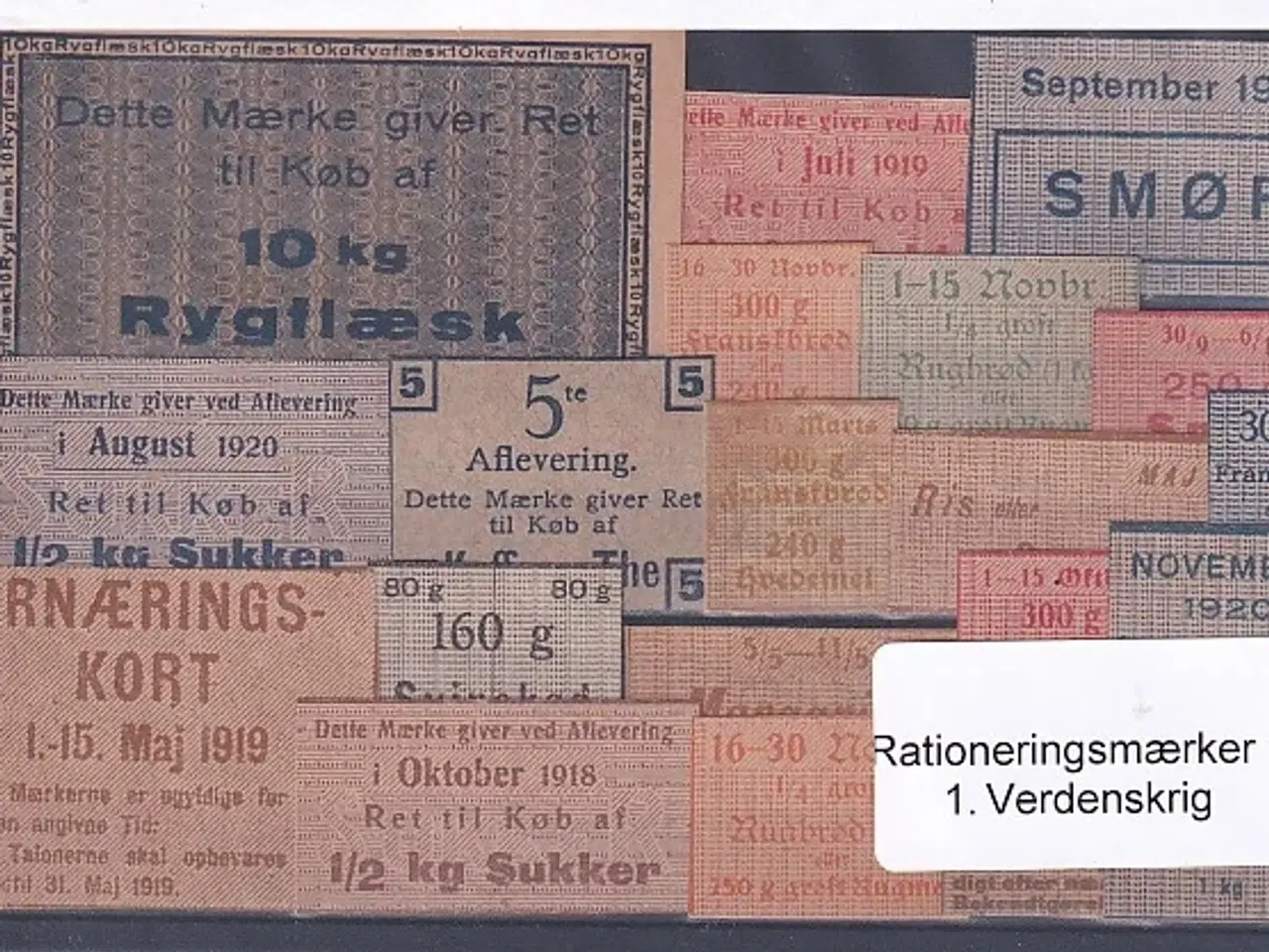 Billede 1 - Rationeringsmærker - 1. Verdenskrig