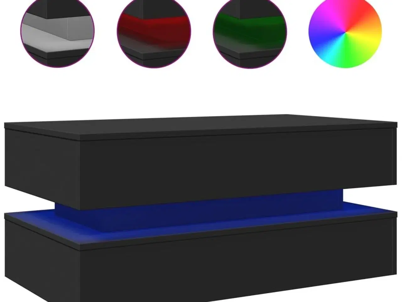 Billede 2 - Sofabord med LED-lys 90x50x40 cm sort