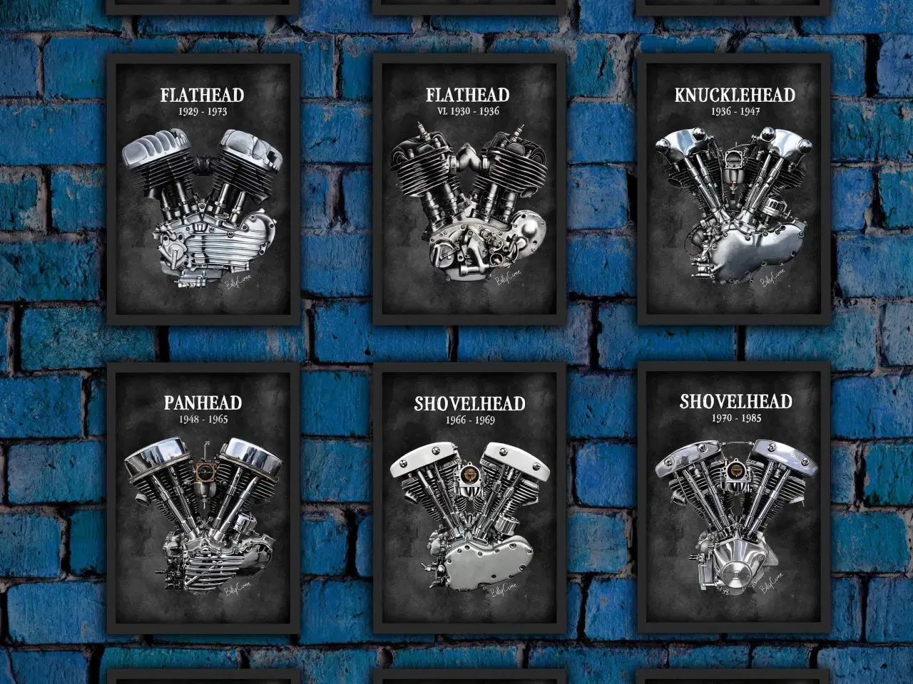 Billede 1 - Harley-Davidson motor plakater 12 stk