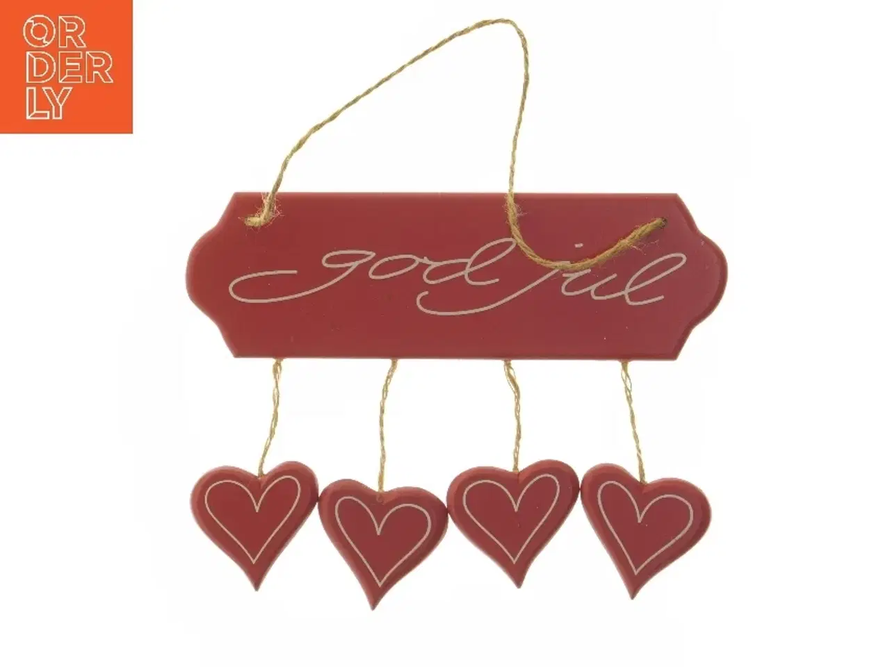 Billede 1 - God Jul skilt med hjerter (str. 21x6 cm)
