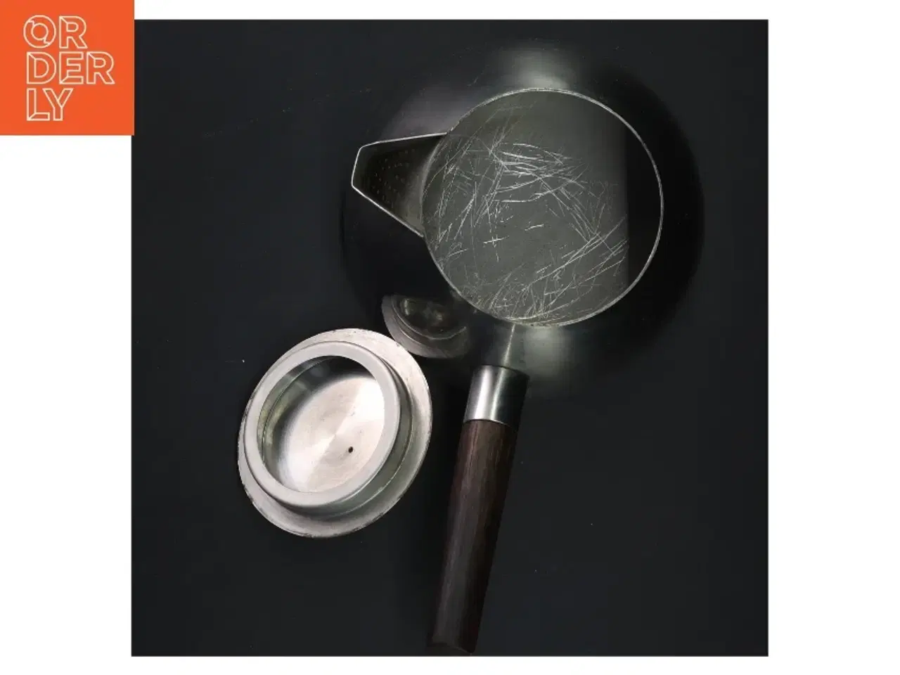 Billede 3 - Tekande i rustfrit stål med træhåndtag og låg (str. 25x14 cm)