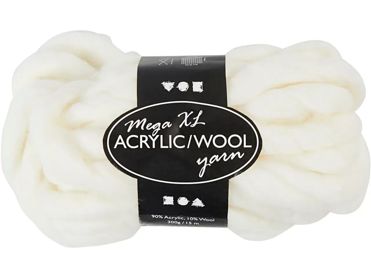 Billede 1 - XL Kæmpegarn af Polyacryl/Uld, L: 15 M, str. mega, råhvid, 300 g/ 1 ngl.