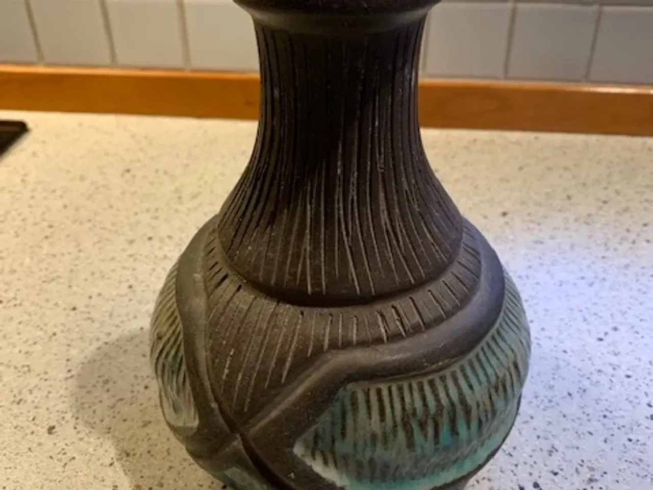 Billede 1 - Løvemose vase, brun/grøn - retro