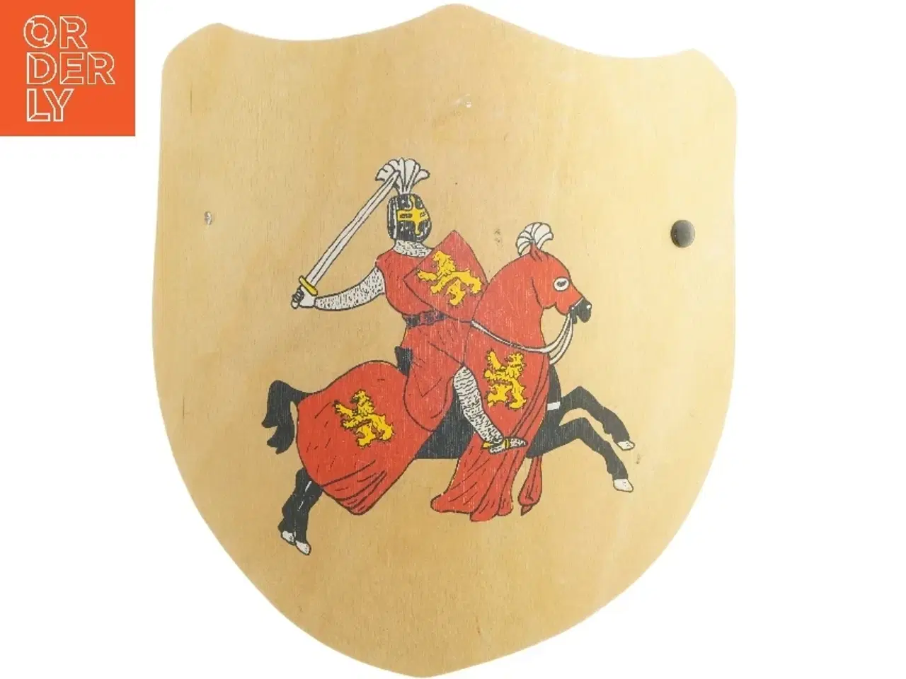 Billede 1 - Træskjold med riddermotiv (str. 37x33 cm)