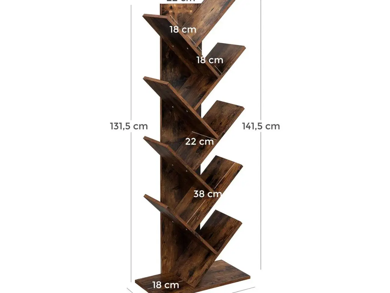 Billede 3 - Bogreol gulv Tree Bookshelf, 8 hylder, rustik brun