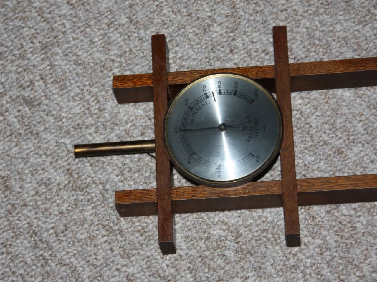 Billede 3 - Retro teak træ Barometer termometer
