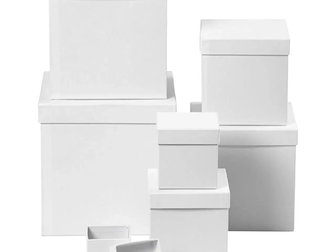 Billede 1 - Firkantede Hvide Æsker - Sæt med 7 Størrelser
