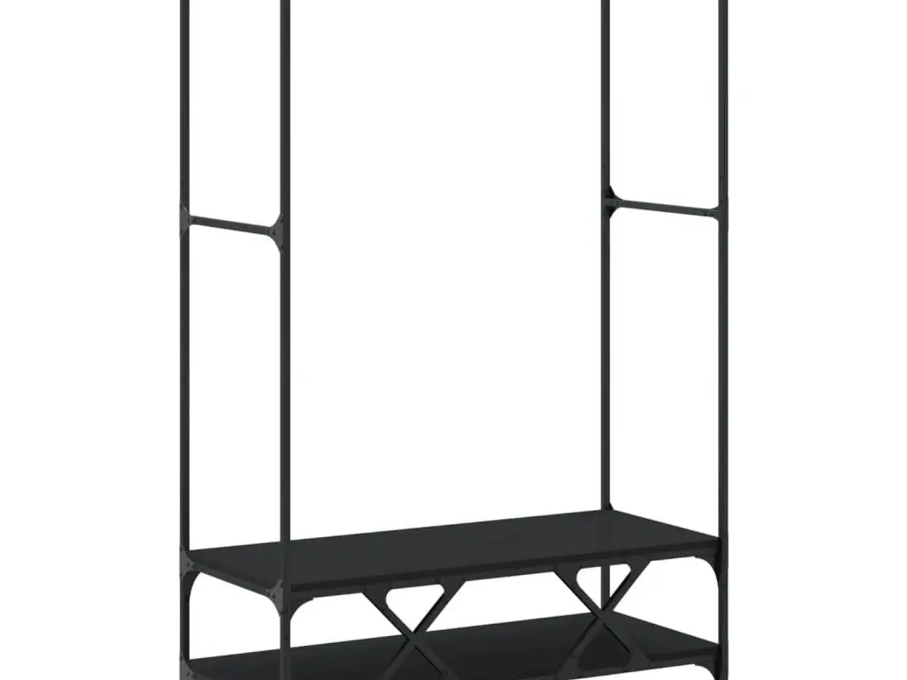 Billede 6 - Tøjstativ med hylder konstrueret træ sort