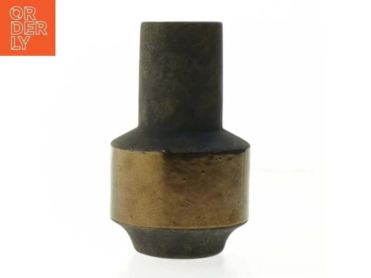 Billede 1 - Keramikvase, brun og sort (str. Ø. 5,5 cm. længde. 16 cm)