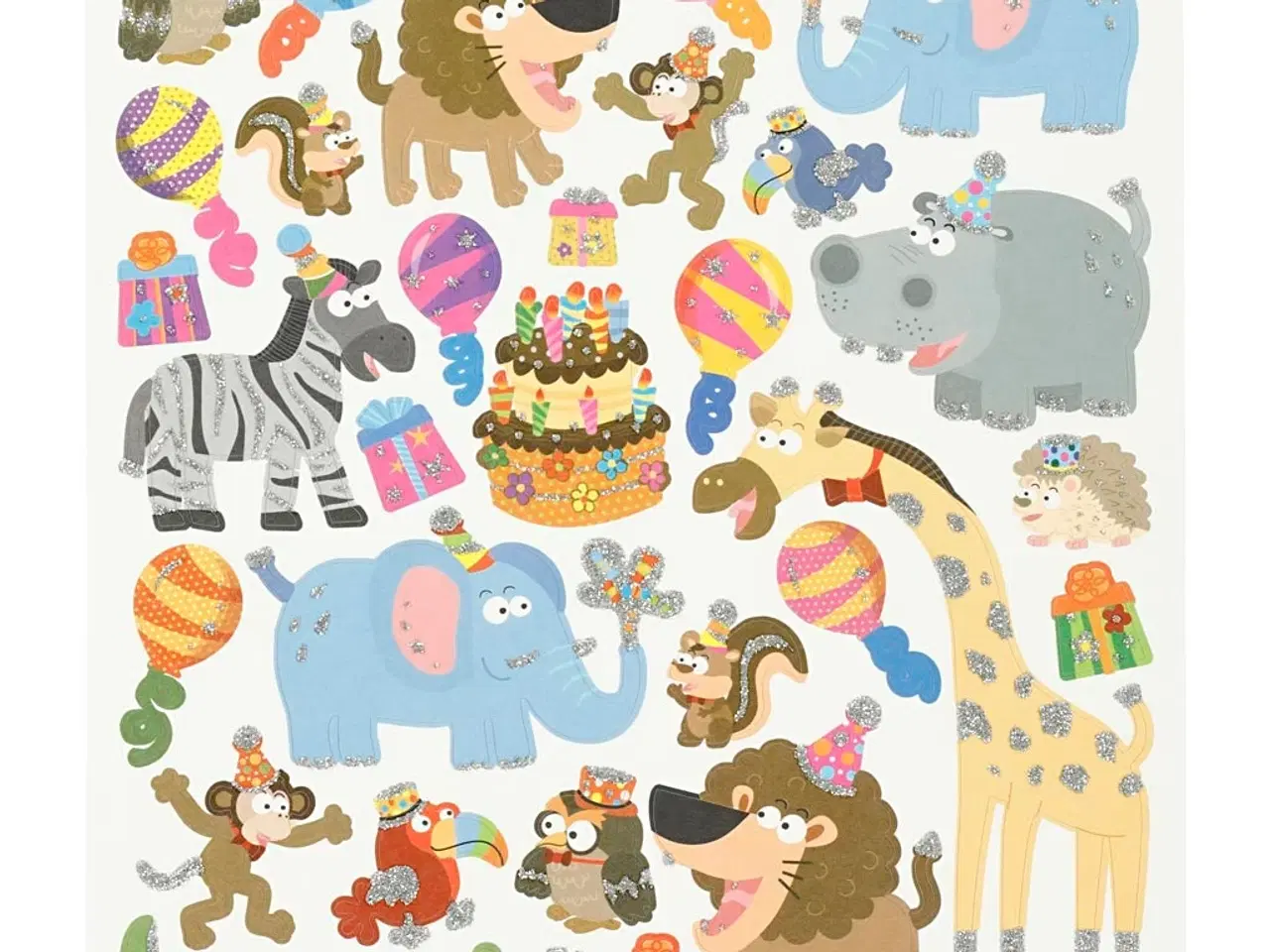 Billede 1 - Farverige dyre stickers til festdekoration - 1 ark