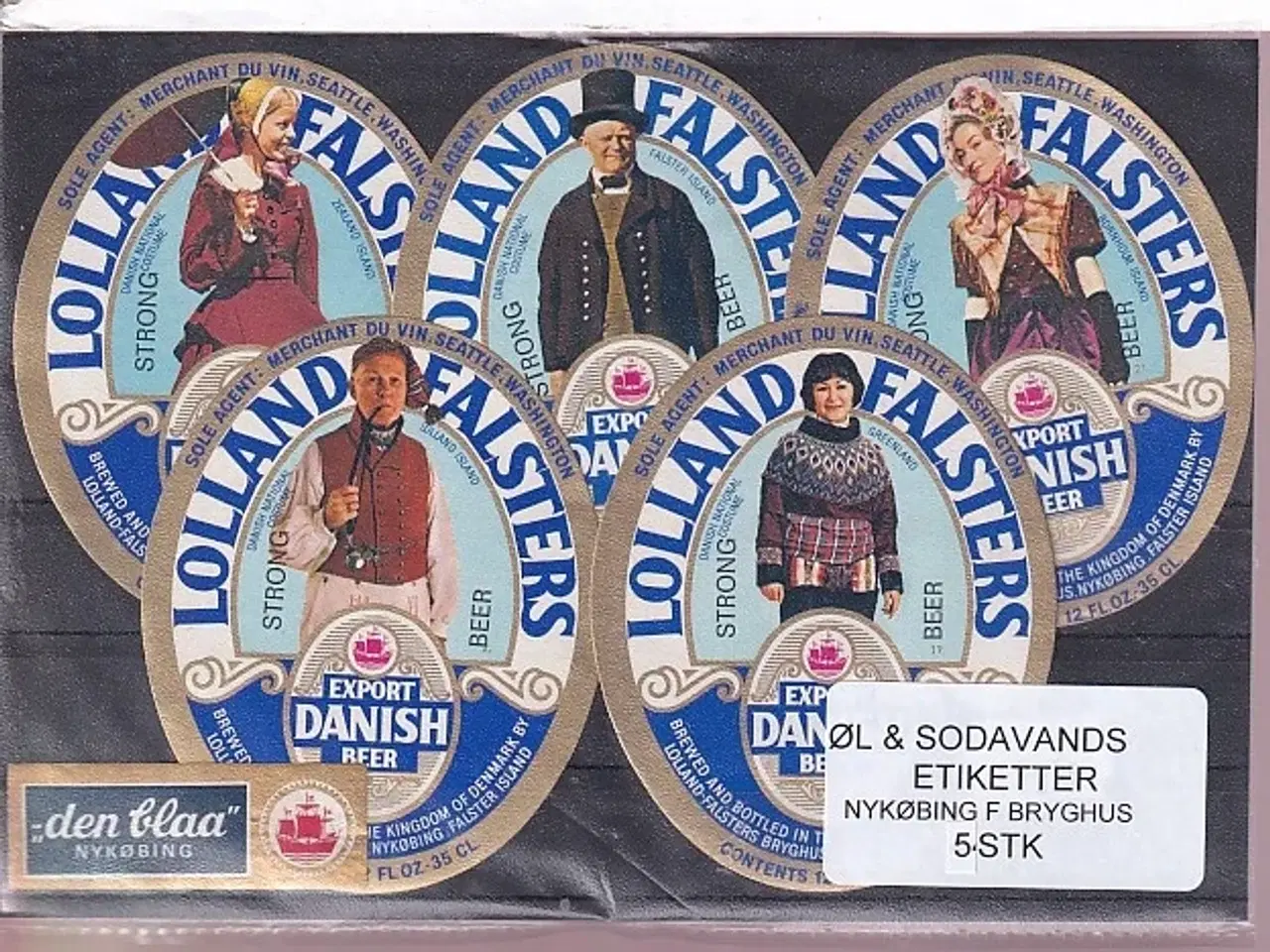 Billede 1 - Øl og Sodavands Etiketter - Nykøbing F. Bryghus - 5 Stk.