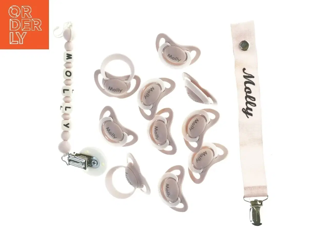 Billede 4 - 10 Sutter (ubrugte) og suttesnor med navn fra Nuk (str. Baby)