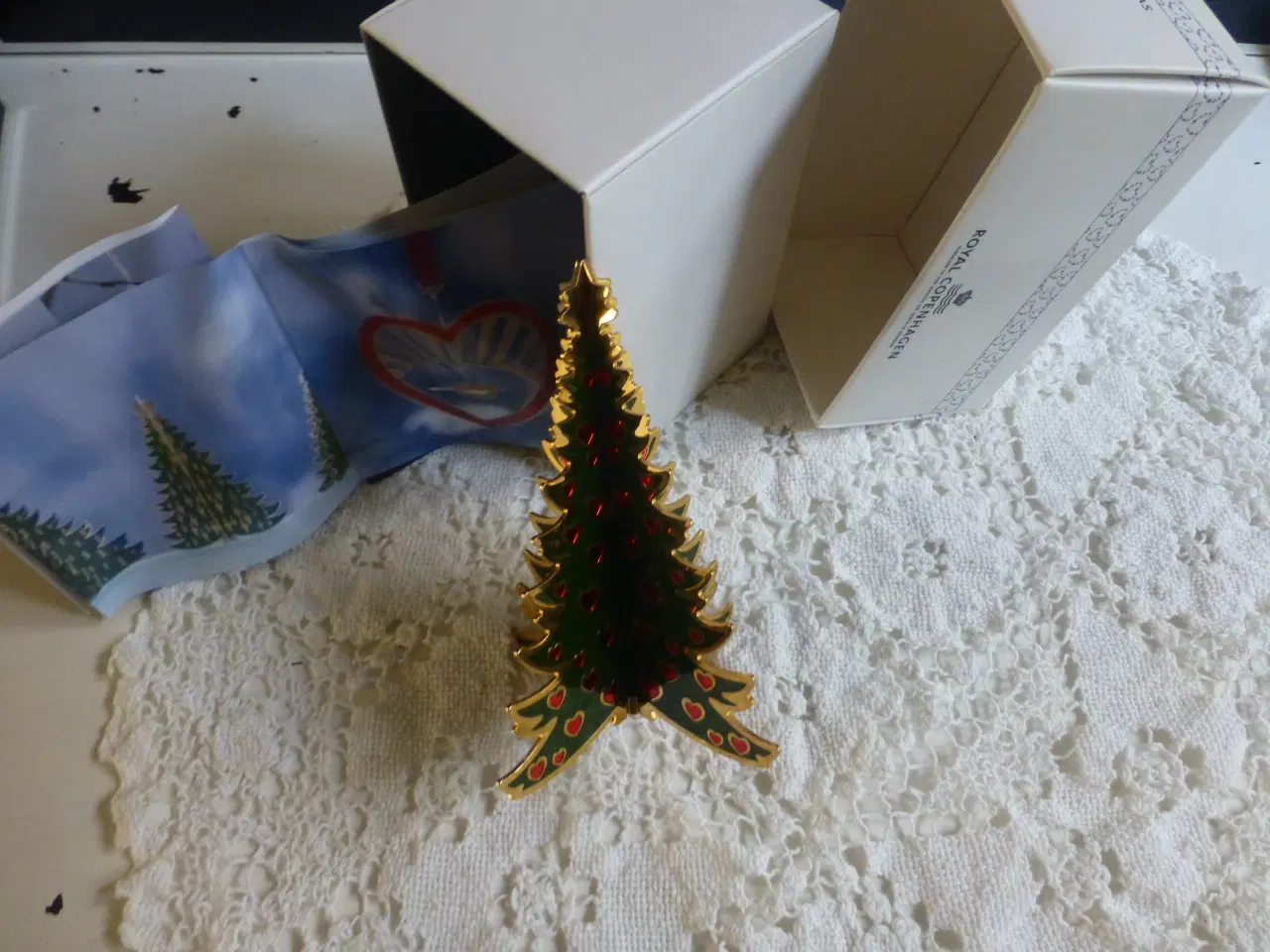 Billede 3 - Royal Copenhagen Messing Juletræ Lille M/Hjerter