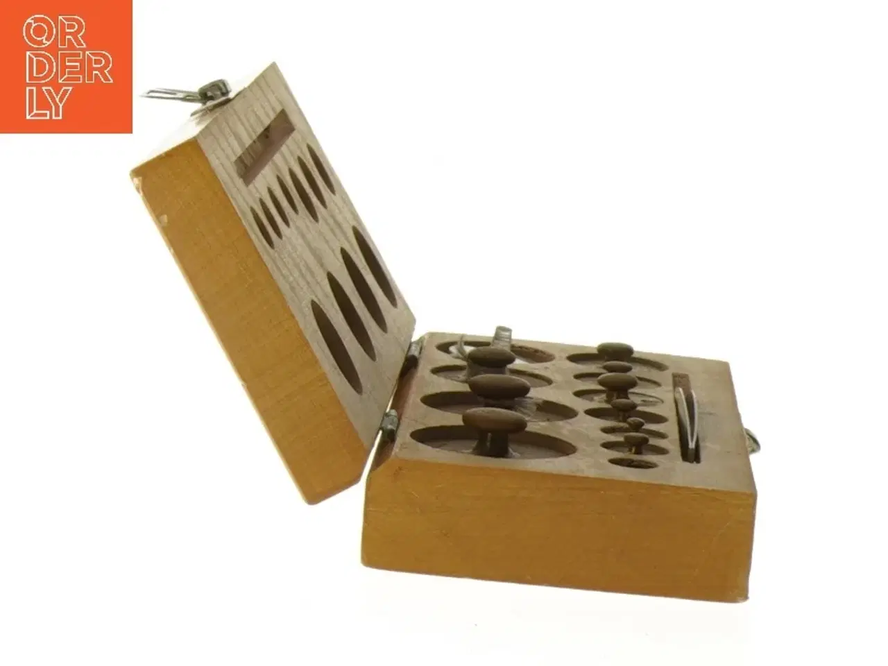 Billede 2 - Vægtlodder i trææske (str. 16,5x7,5x4 cm)