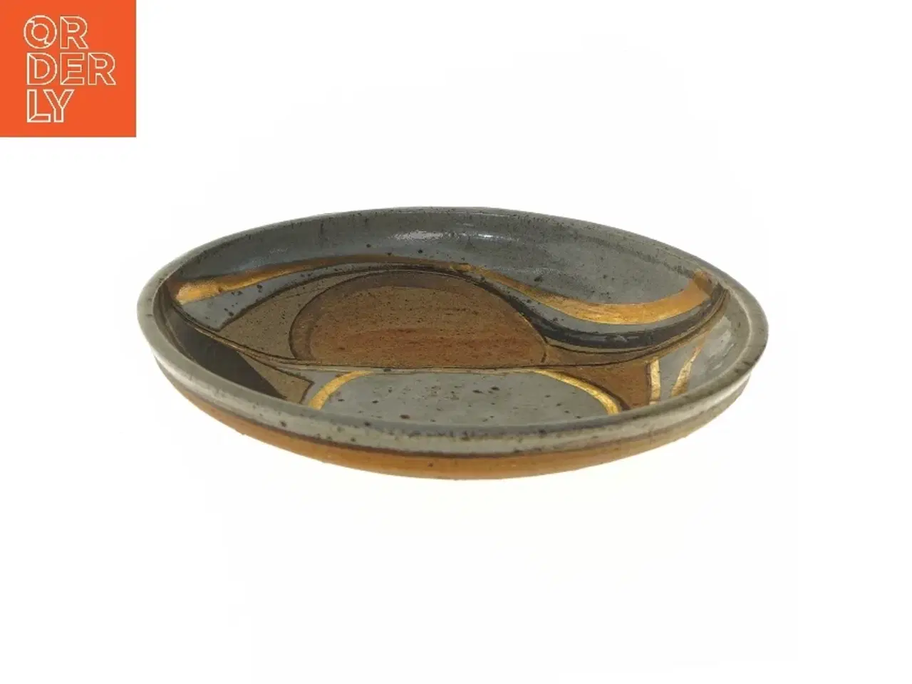 Billede 2 - Dekorativt keramikfad (str. Ø 22,5 cm)Karen Boel