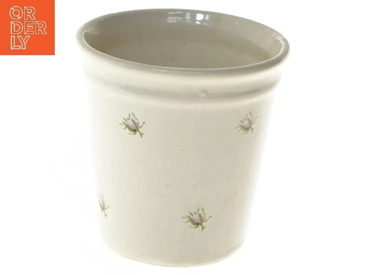 Billede 1 - Keramikkrus med rosedekoration (str. Ø 10 cm, 10 cm)