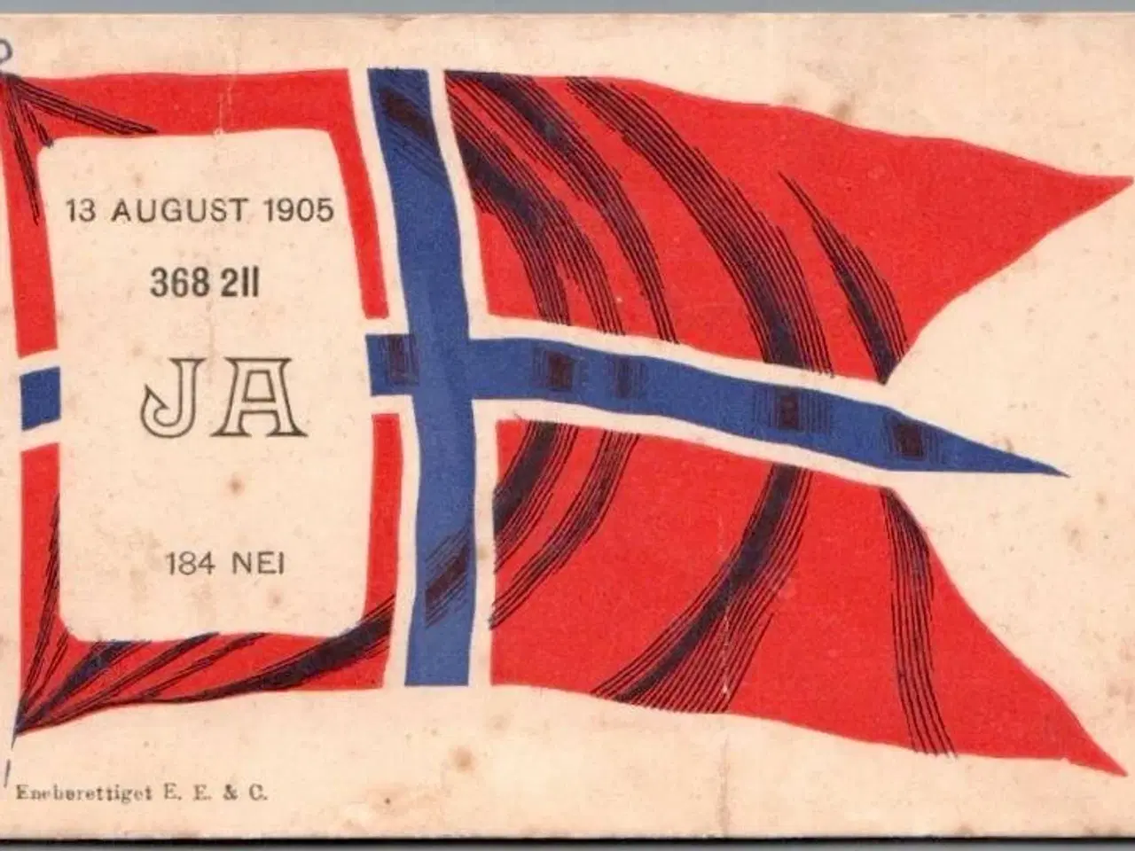 Billede 1 - 13. August 1905 - JA - Norge - Ubrugt - Svagt hjørne !
