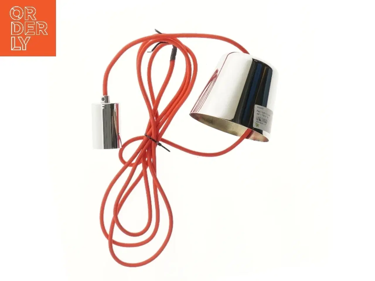 Billede 1 - Lampe med rød  stofledning