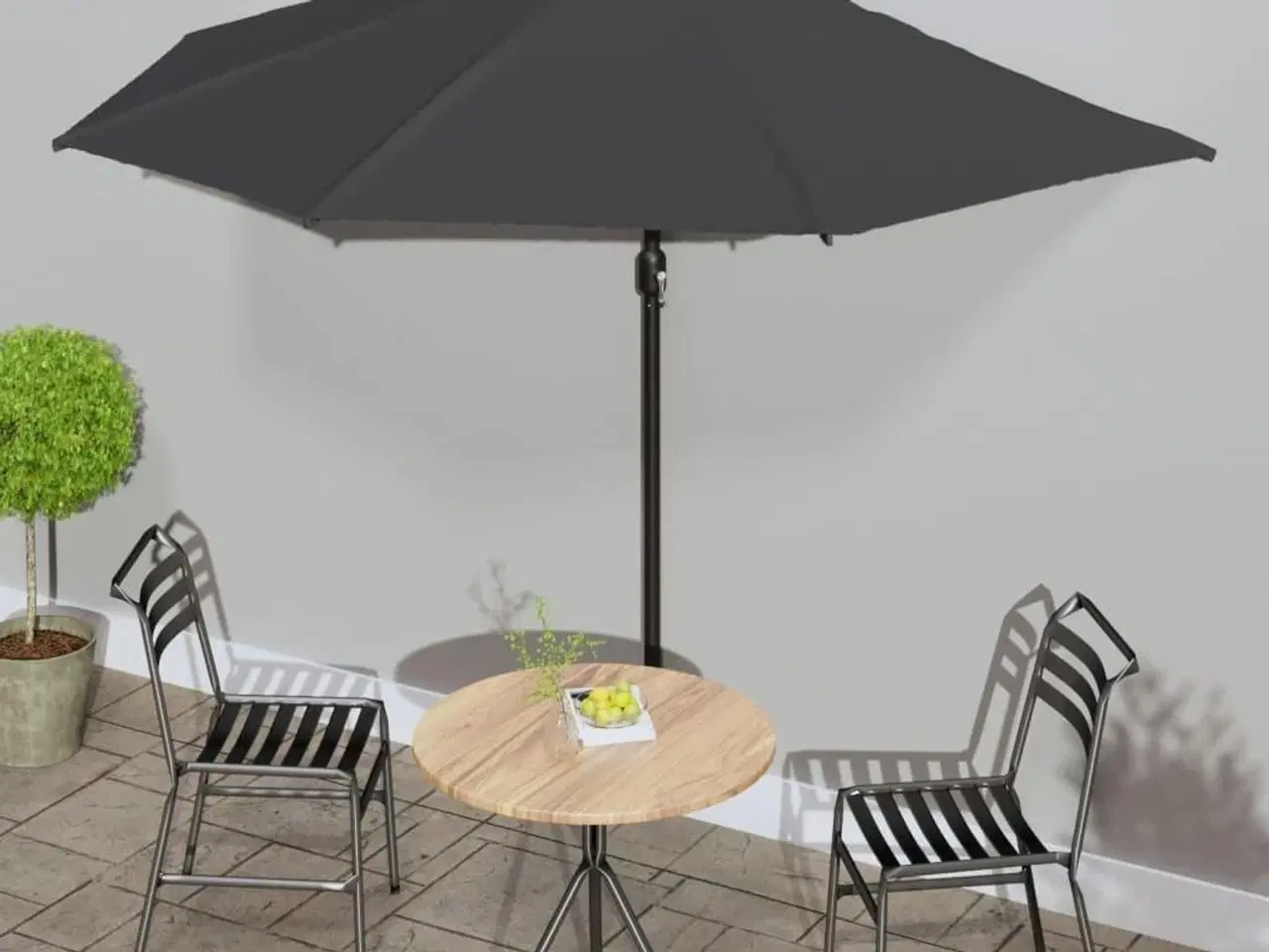 Billede 1 - Balkonparasol med aluminumsstang antracitgrå 300 x 155 cm halv