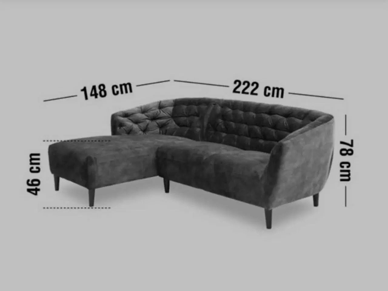 Billede 2 - Pæn & velholdt Grå velour Sofa fra Ilva