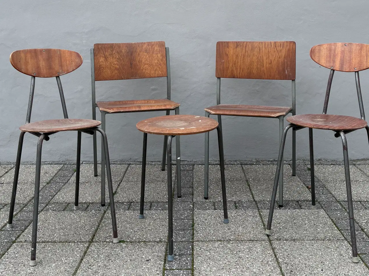 Billede 2 - 5 stole teak / metal fra 60-70’erne